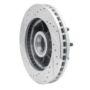 Chevrolet Express 3500 Brake Rotor (1) - Front Right - R1 Concepts - Drilled & Slotted - Silver - `01-`02